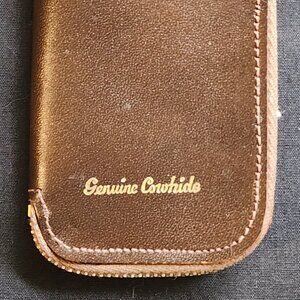 Vintage Brown Leather ZipUp Key Caddy Genuine Cowhide Key Holder Small Organizer